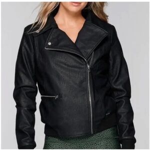 Lorna Jane Vegan Leather Moto Jacket | Faux Shearling Lining | Size Small